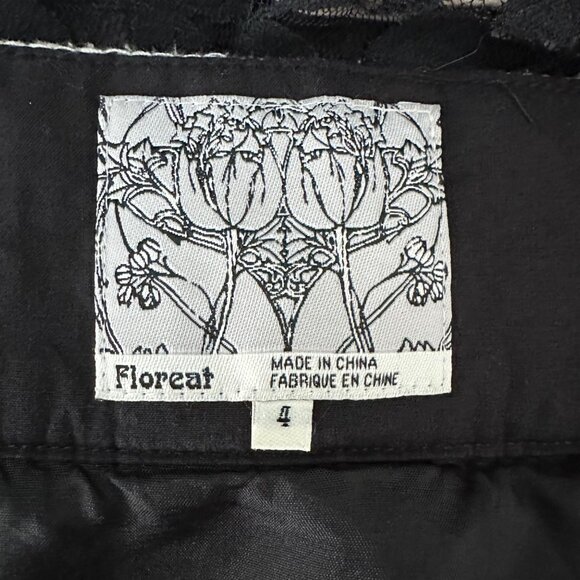 Anthropologie Floreat A Line Mini Skirt Black Lace Intricate Embroidered Sz 4 - Picture 6 of 6